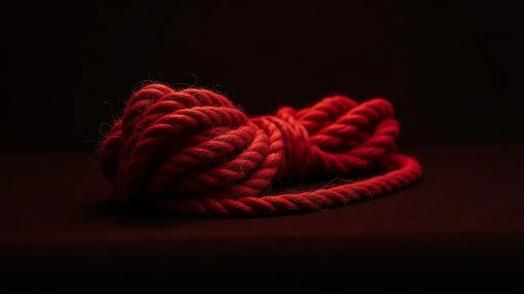écheveau de corde de jute rouge lovée sur velours sombre a Nice