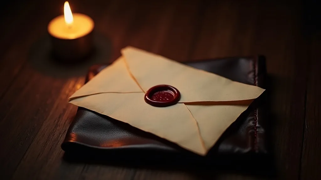 lettre cachetée à la cire rouge sur un gant de cuir, chêne sombre a Nice